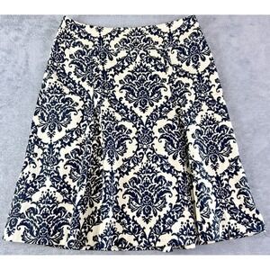 Harolds Skirt 8 Floral ALine Trumpet Black Ivory Boho Cottagecore‎ Cotton Y2K
